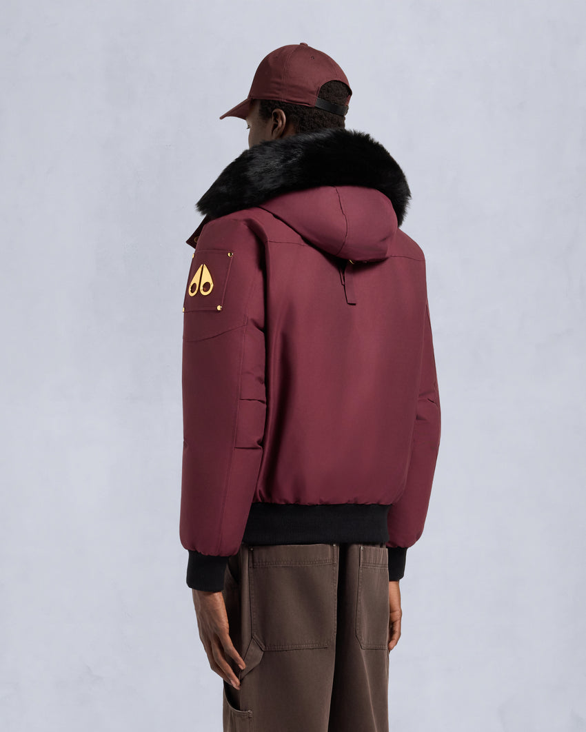 GOLD SERIES ORIGINAL SHEARLING TRIM BALLISTIC BOMBER-BEET/BLACK