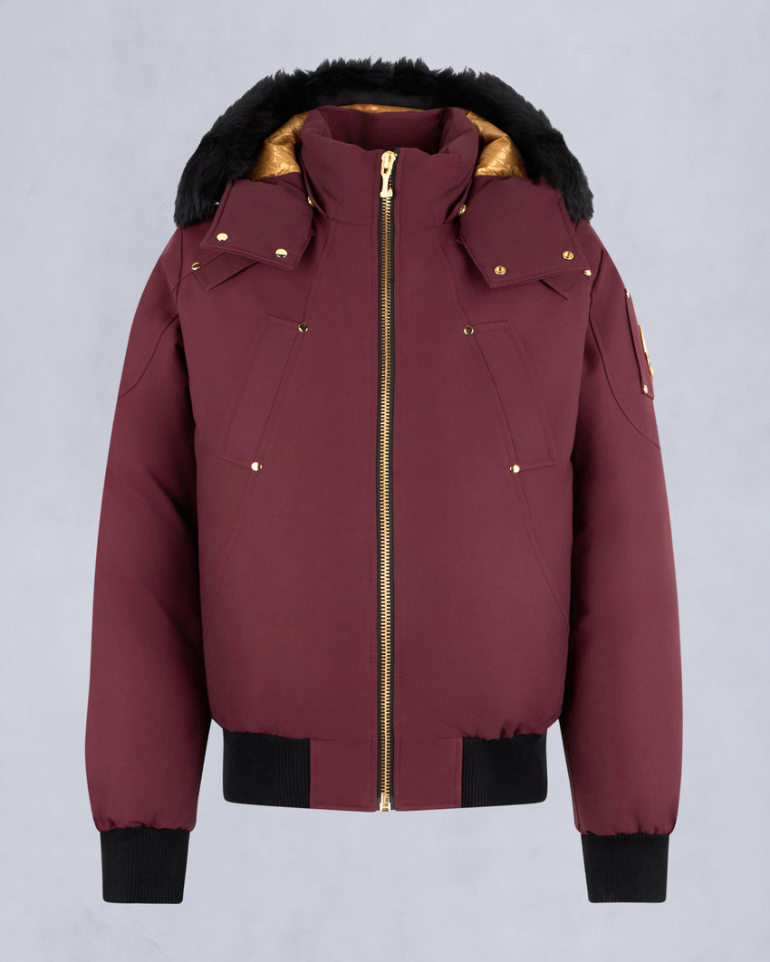 GOLD SERIES ORIGINAL SHEARLING TRIM BALLISTIC BOMBER-BEET/BLACK