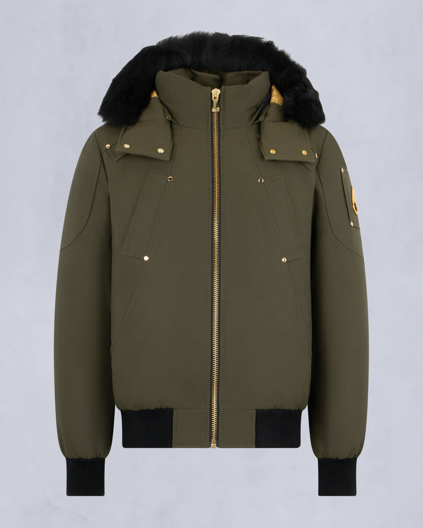 GOLD SERIES ORIGINAL SHEARLING TRIM BALLISTIC BOMBER-BEET/BLACK