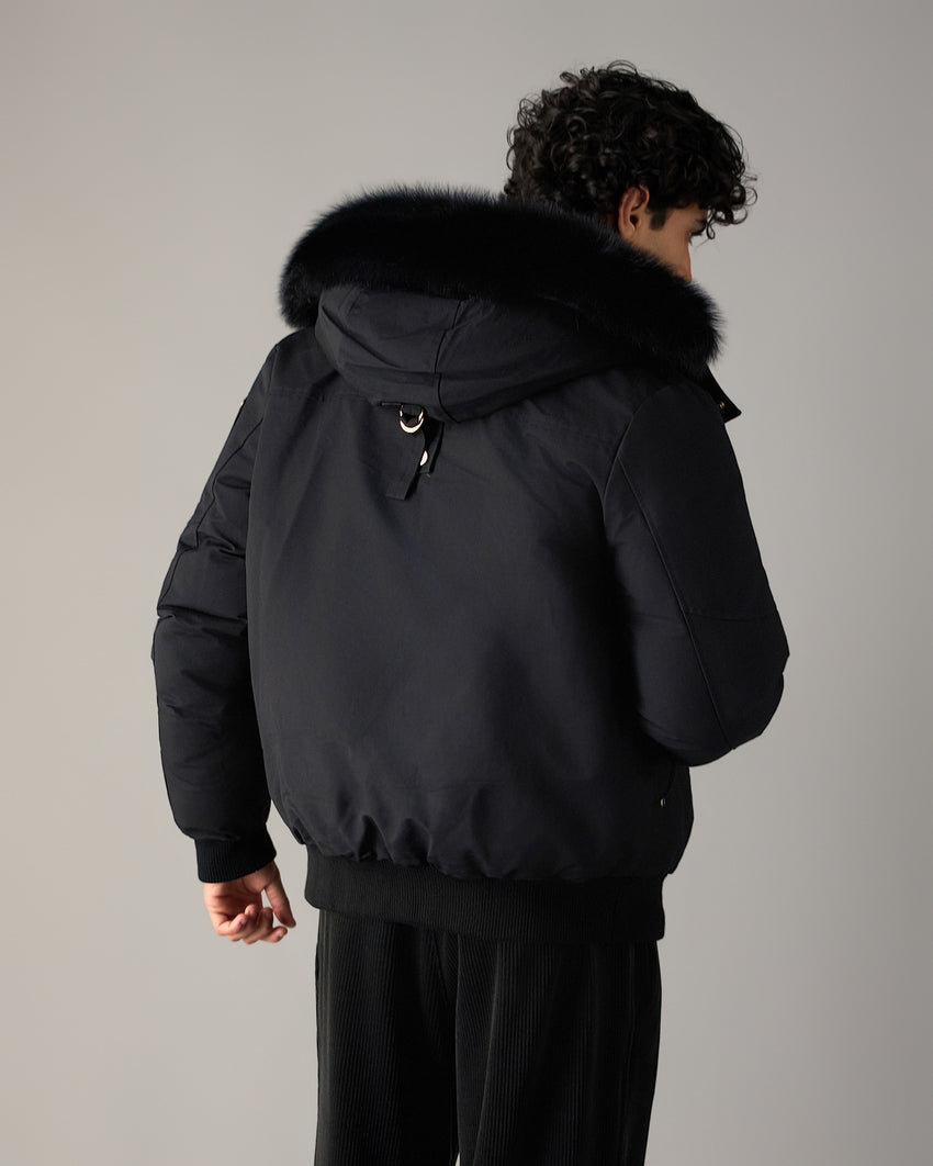 GOLD SERIES ORIGINAL SHEARLING TRIM BALLISTIC BOMBER-BEET/BLACK