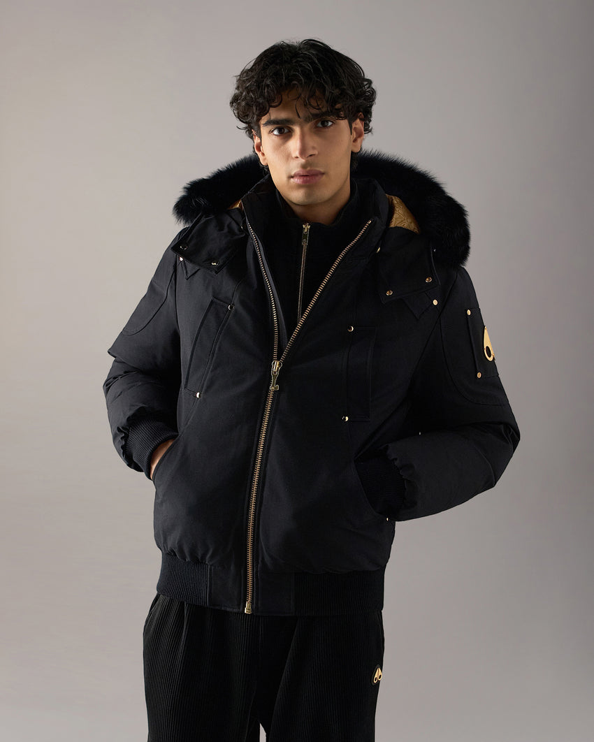 GOLD SERIES ORIGINAL SHEARLING TRIM BALLISTIC BOMBER-BEET/BLACK