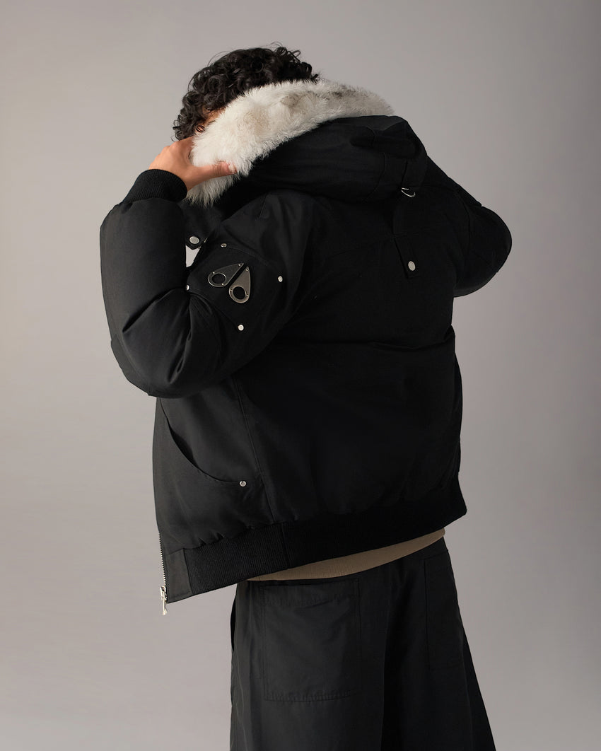 ORIGINAL BALLISTIC SHEARLING TRIM BOMBER JACKET-BLUESTONE/BLACK