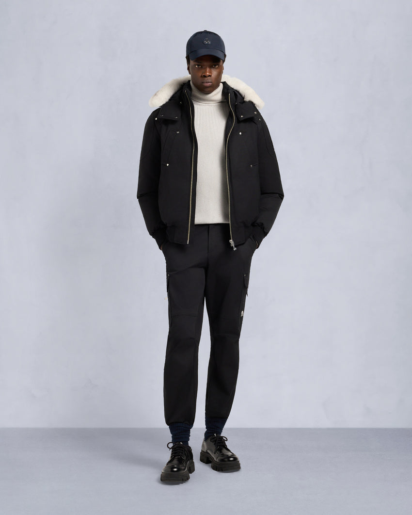 ORIGINAL BALLISTIC SHEARLING TRIM BOMBER JACKET-BLUESTONE/BLACK