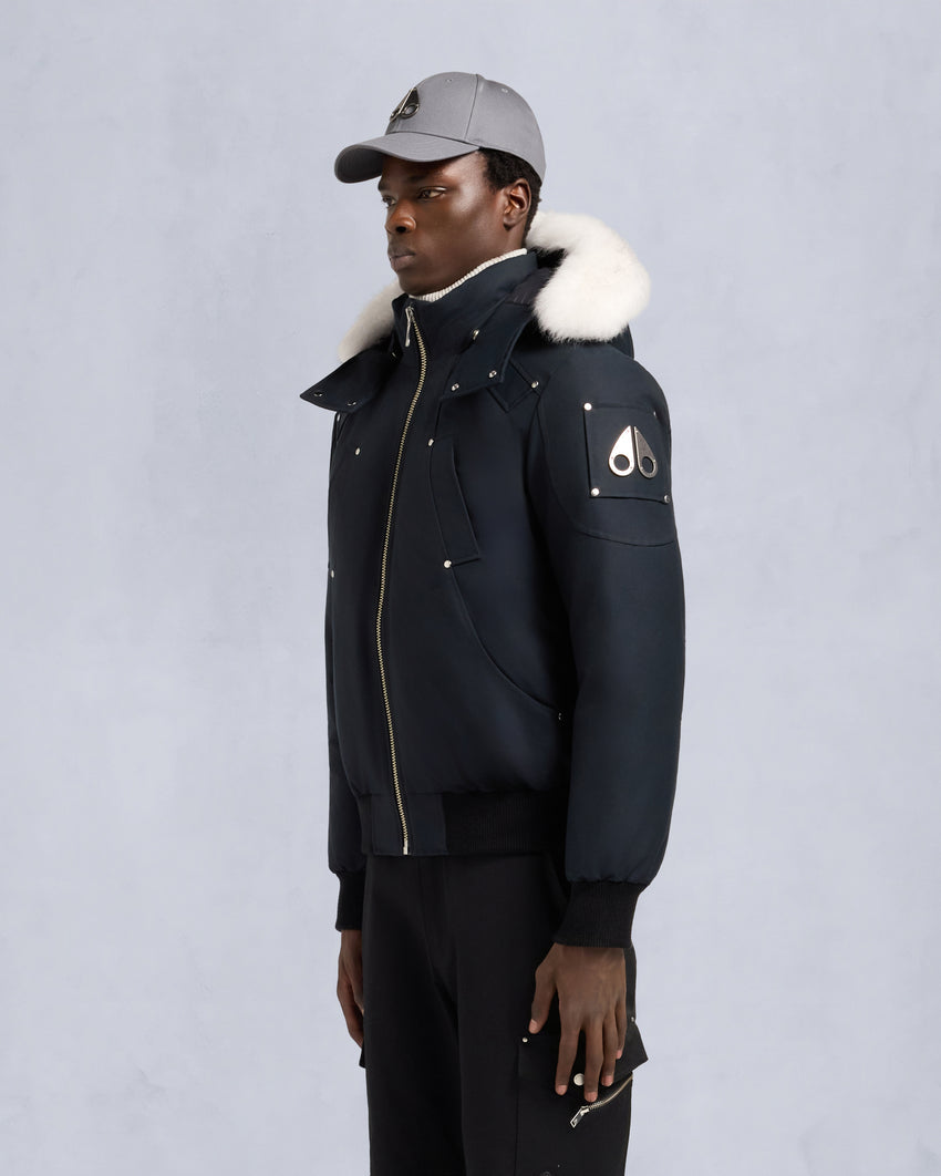 ORIGINAL BALLISTIC SHEARLING TRIM BOMBER JACKET-BLUESTONE/BLACK