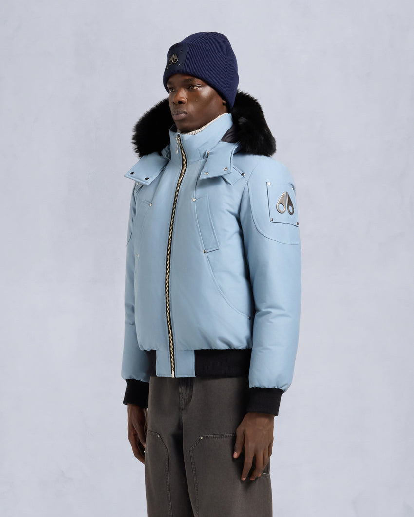 ORIGINAL BALLISTIC SHEARLING TRIM BOMBER JACKET-BLUESTONE/BLACK