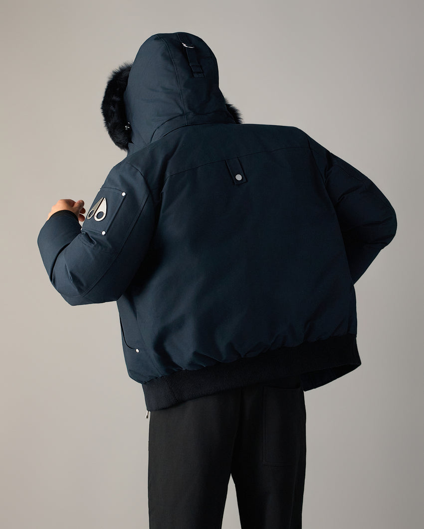 ORIGINAL BALLISTIC SHEARLING TRIM BOMBER JACKET-BLUESTONE/BLACK