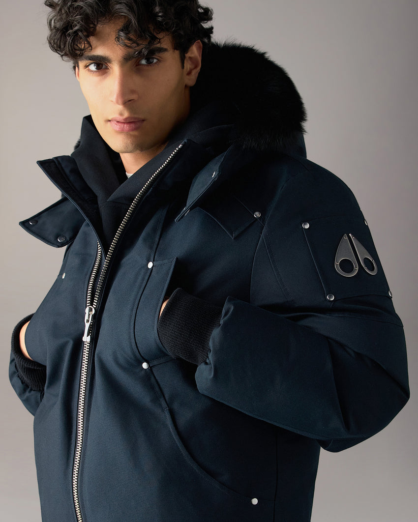 ORIGINAL BALLISTIC SHEARLING TRIM BOMBER JACKET-BLUESTONE/BLACK