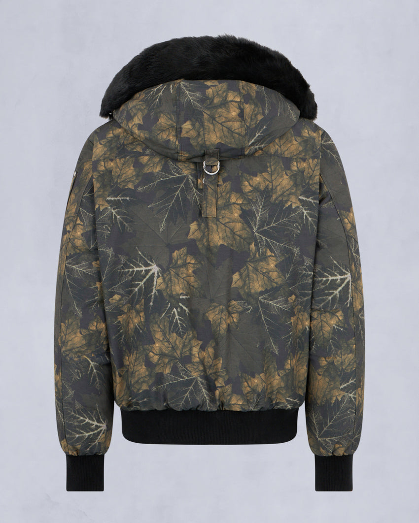 ORIGINAL BALLISTIC SHEARLING TRIM BOMBER JACKET-MOSS REAL LEAF/BLACK