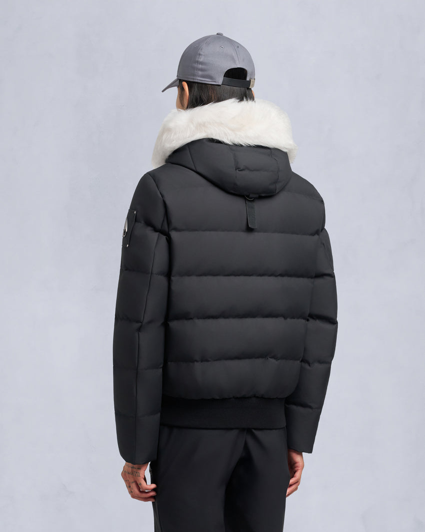 CLOUD SHEARLING TRIM BOMBER JACKET-ESPRESSO/BLACK