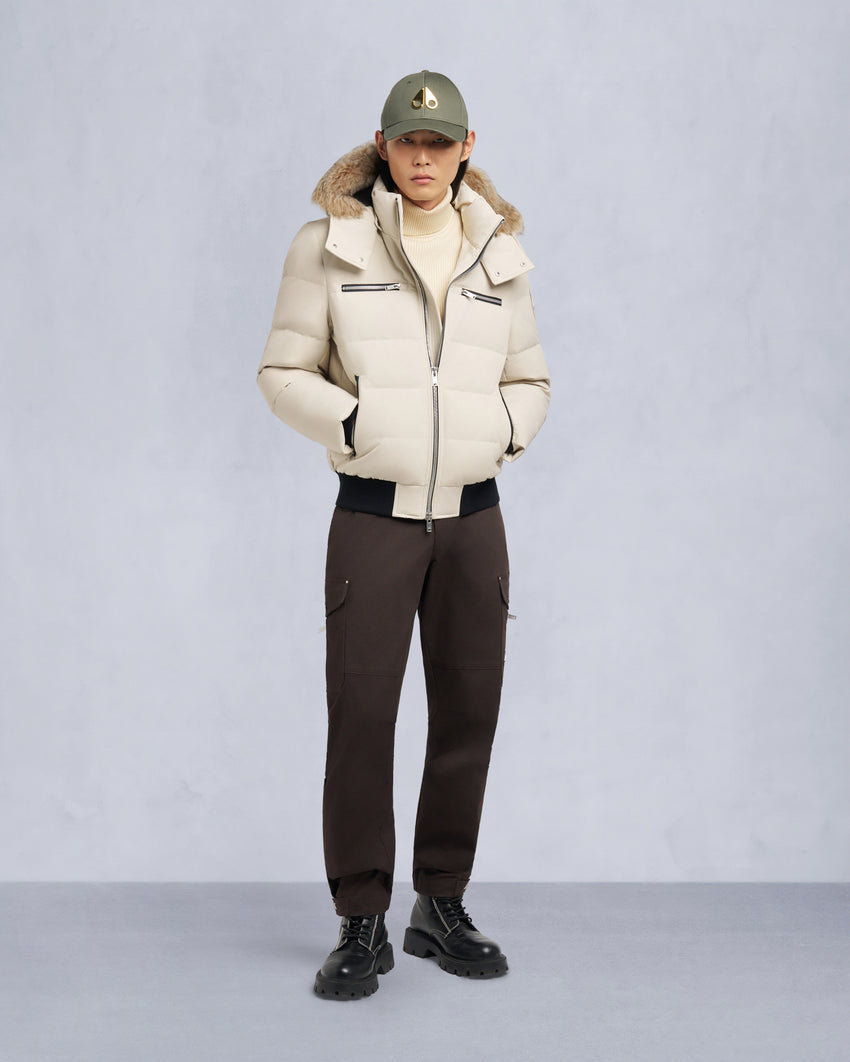 CLOUD SHEARLING TRIM BOMBER JACKET-ESPRESSO/BLACK