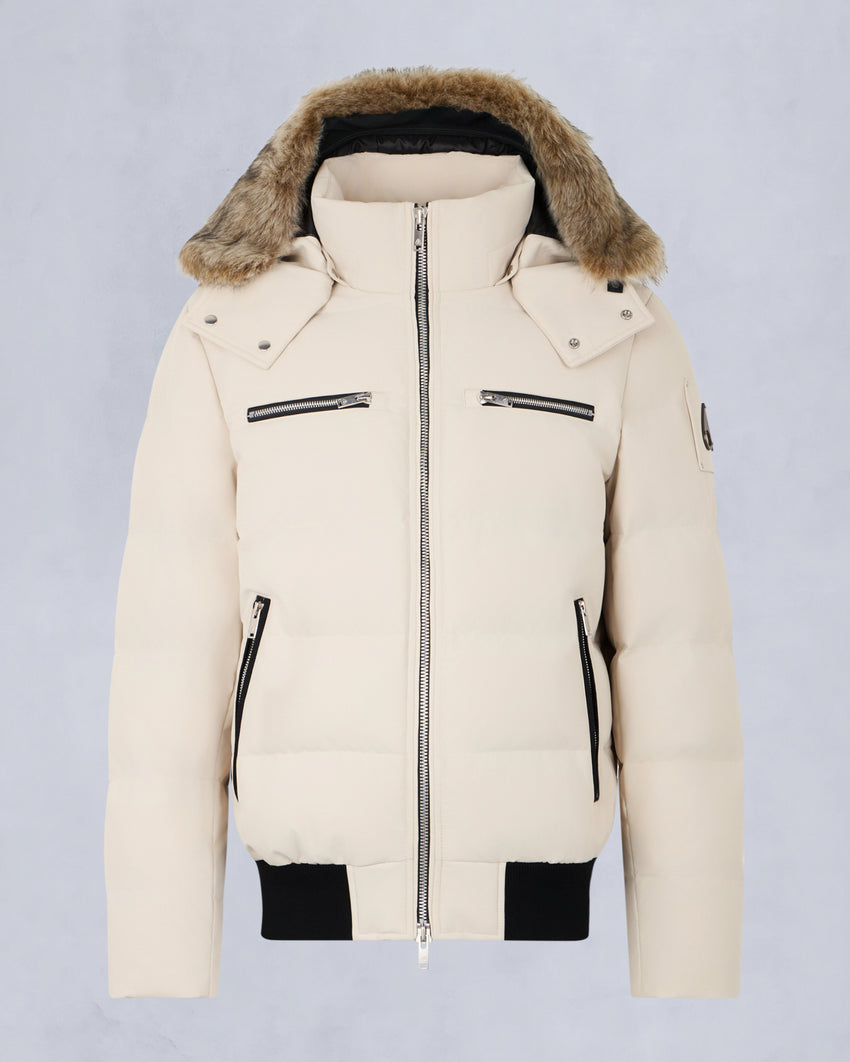 CLOUD SHEARLING TRIM BOMBER JACKET-ESPRESSO/BLACK