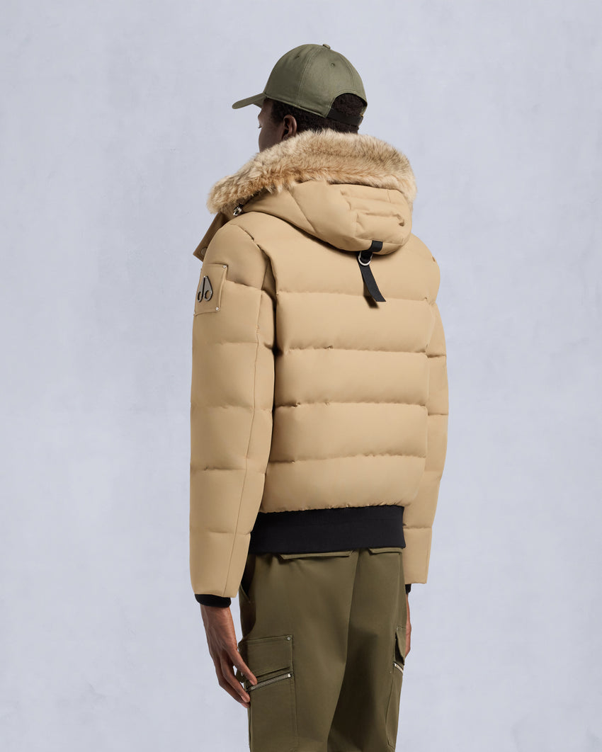 CLOUD SHEARLING TRIM BOMBER JACKET-ESPRESSO/BLACK
