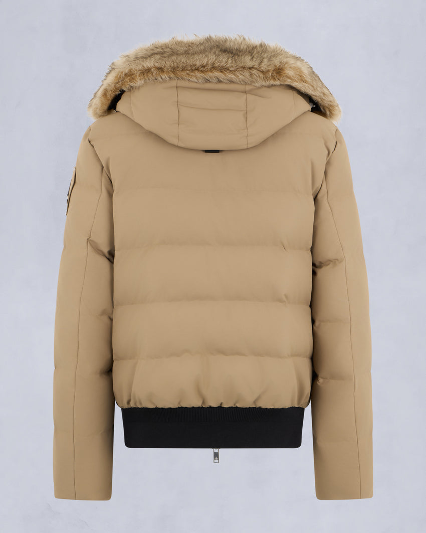 CLOUD SHEARLING TRIM BOMBER JACKET-ESPRESSO/BLACK