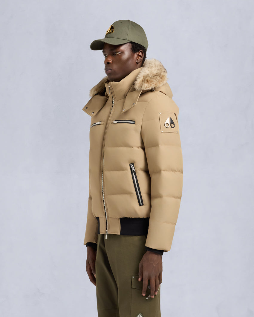 CLOUD SHEARLING TRIM BOMBER JACKET-ESPRESSO/BLACK