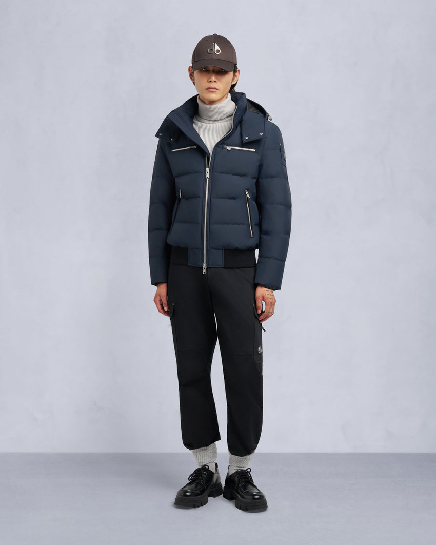 CLOUD SHEARLING TRIM BOMBER JACKET-ESPRESSO/BLACK