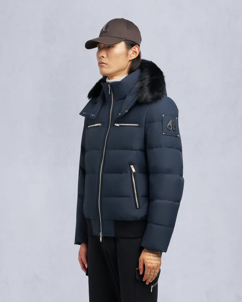 CLOUD SHEARLING TRIM BOMBER JACKET-ESPRESSO/BLACK