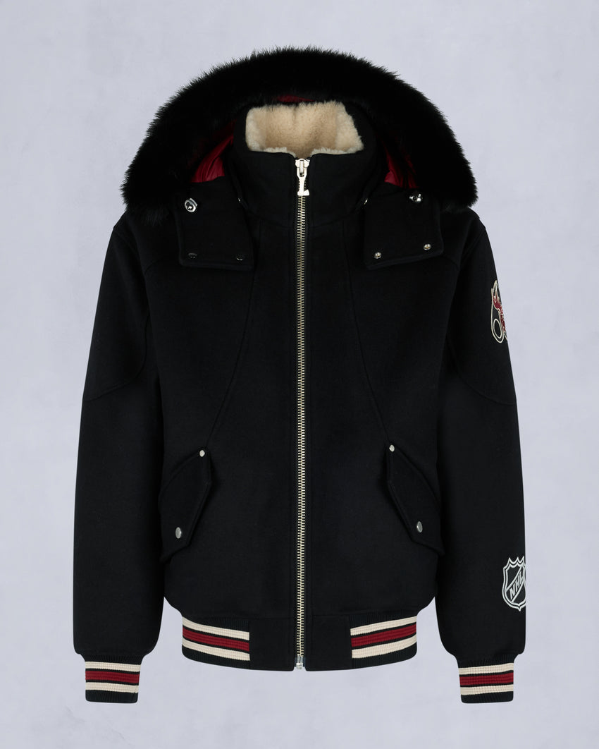 NHL X MOOSE KNUCKLES TEAM BOMBER JACKET-BLACK/SUMAC/BONE