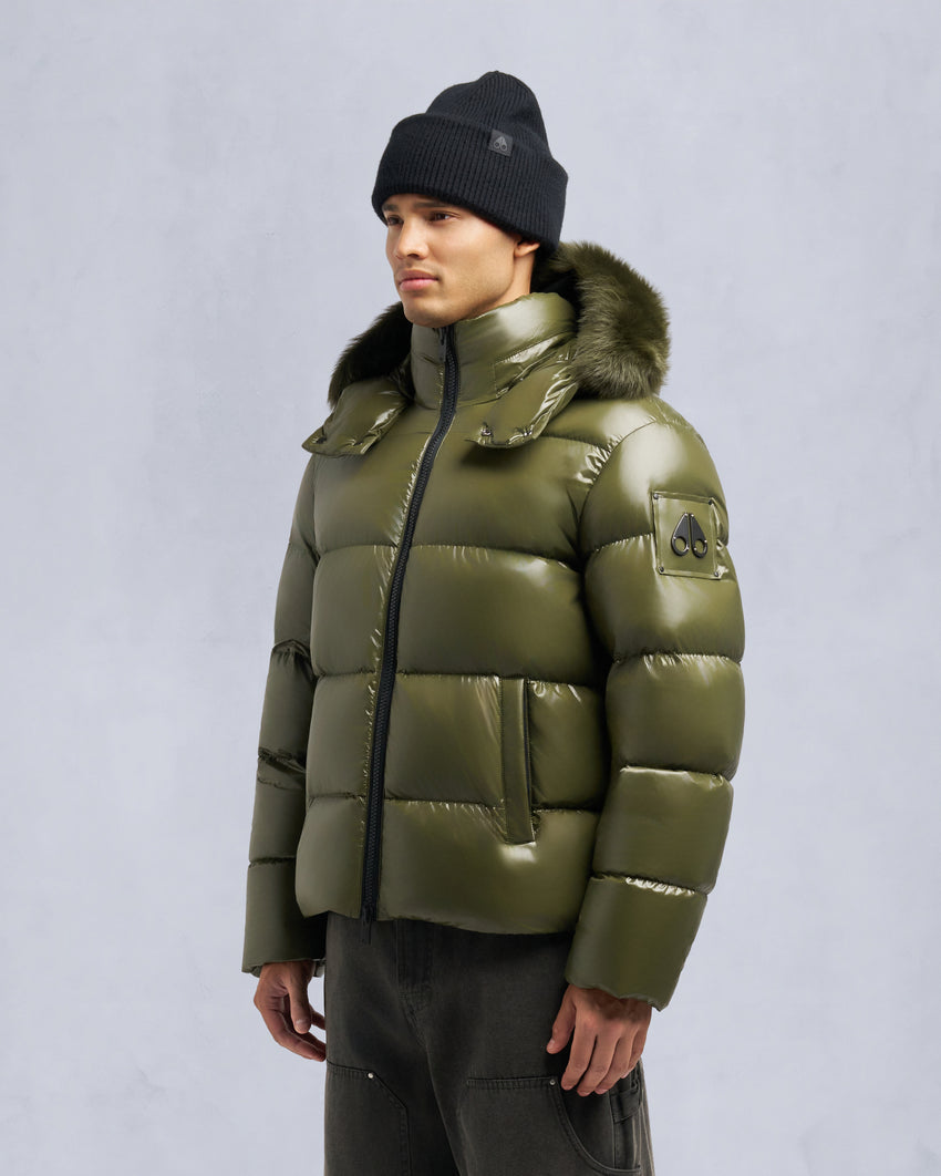KINGS PUFFER SHEARLING TRIM JACKET-BLACK/BLACK