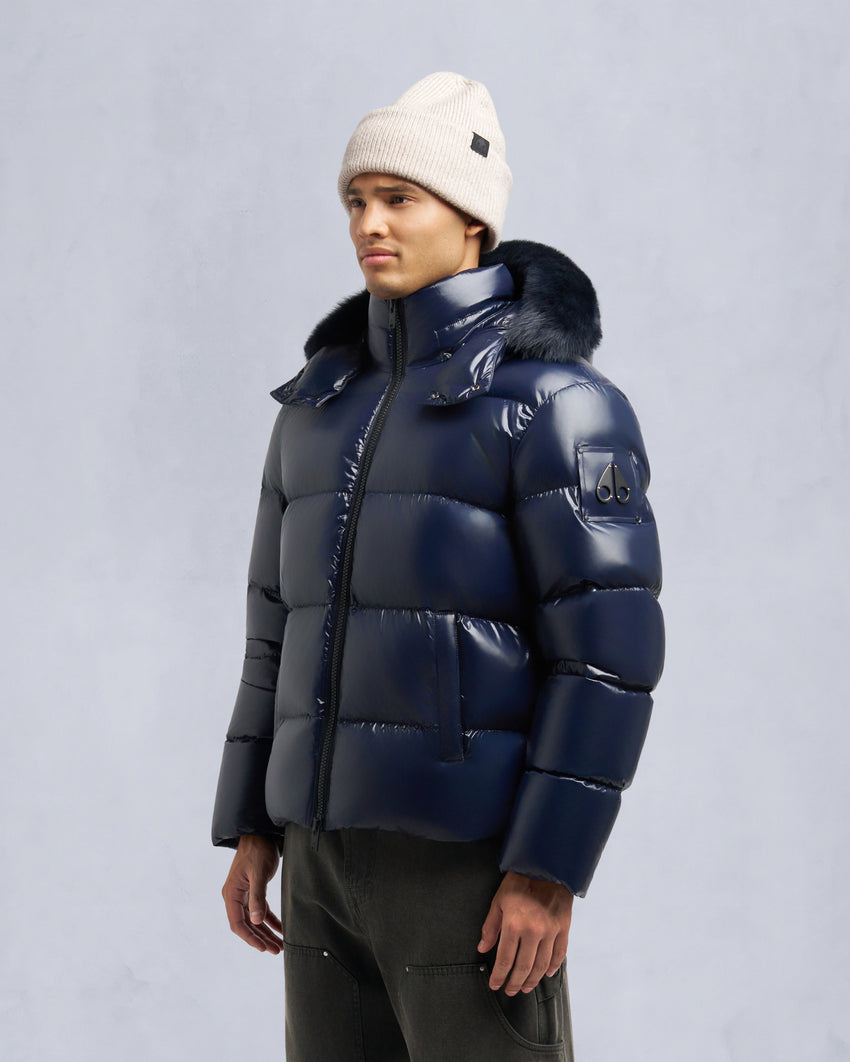 KINGS PUFFER SHEARLING TRIM JACKET-BLACK/BLACK
