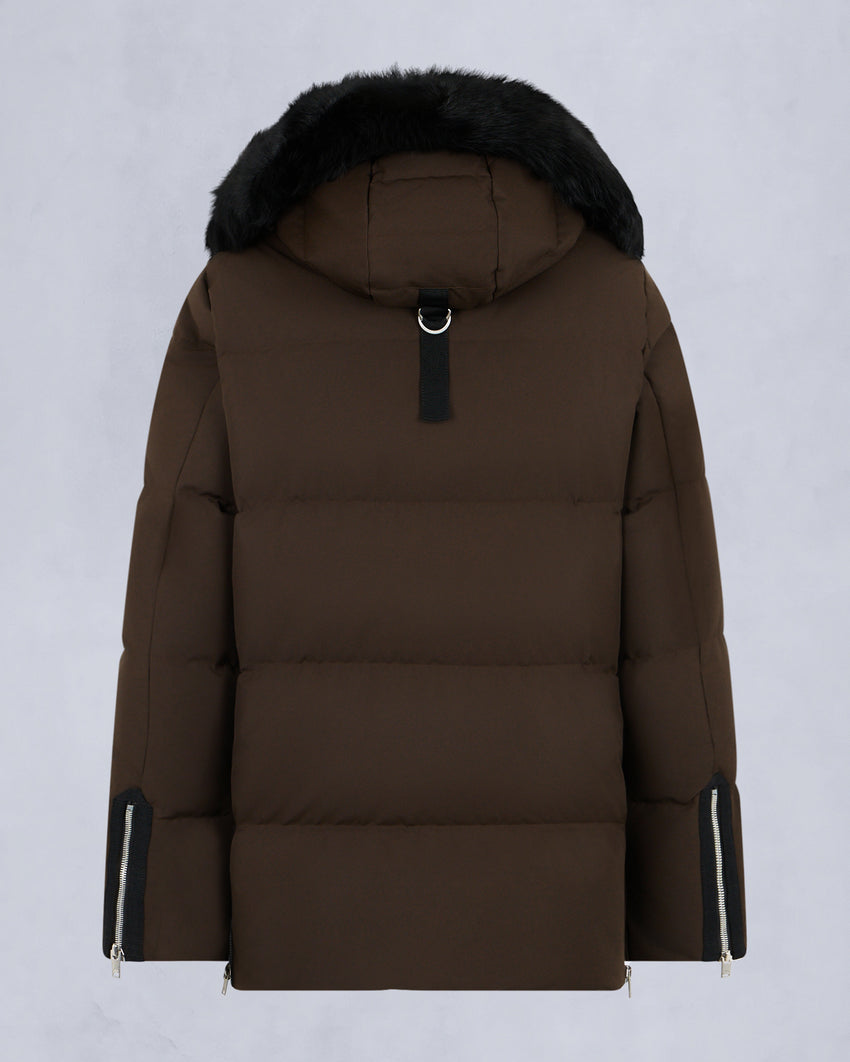 CLOUD SHEARLING TRIM 3Q JACKET-ESPRESSO/BLACK