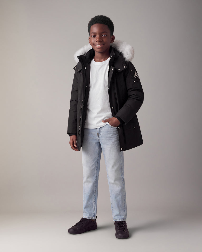 KIDS UNISEX ORIGINAL  SHEARLING TRIM PARKA-BLACK/BLACK