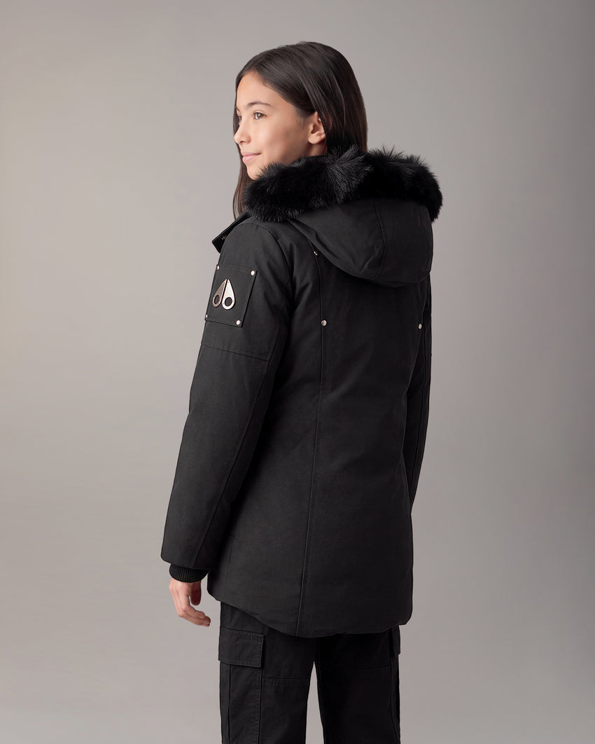 KIDS UNISEX ORIGINAL  SHEARLING TRIM PARKA-BLACK/BLACK